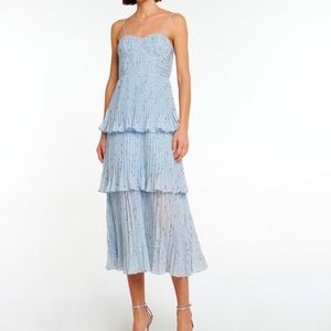 Self Portrait tiered blue floral midi dress sz 4